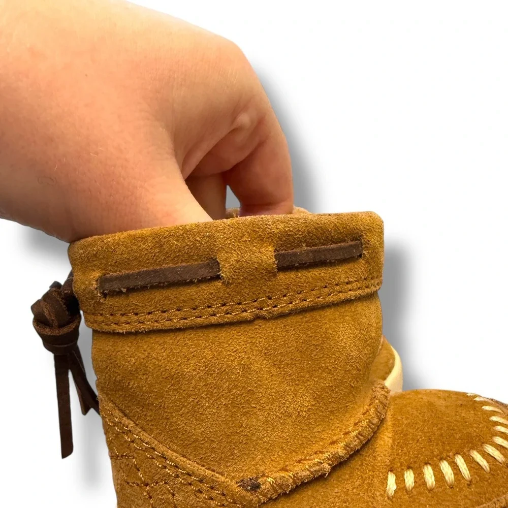 UGG Cali Moc Campfire Boots Infant Size 0/1 Chestnut‎ Suede Fur Lined Cozy
